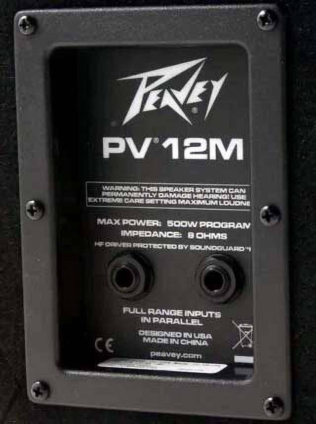 (2) Peavey PV 12M Pro Passive 12" Stage Monitor Speaker & 1/4" to Speakon Cables