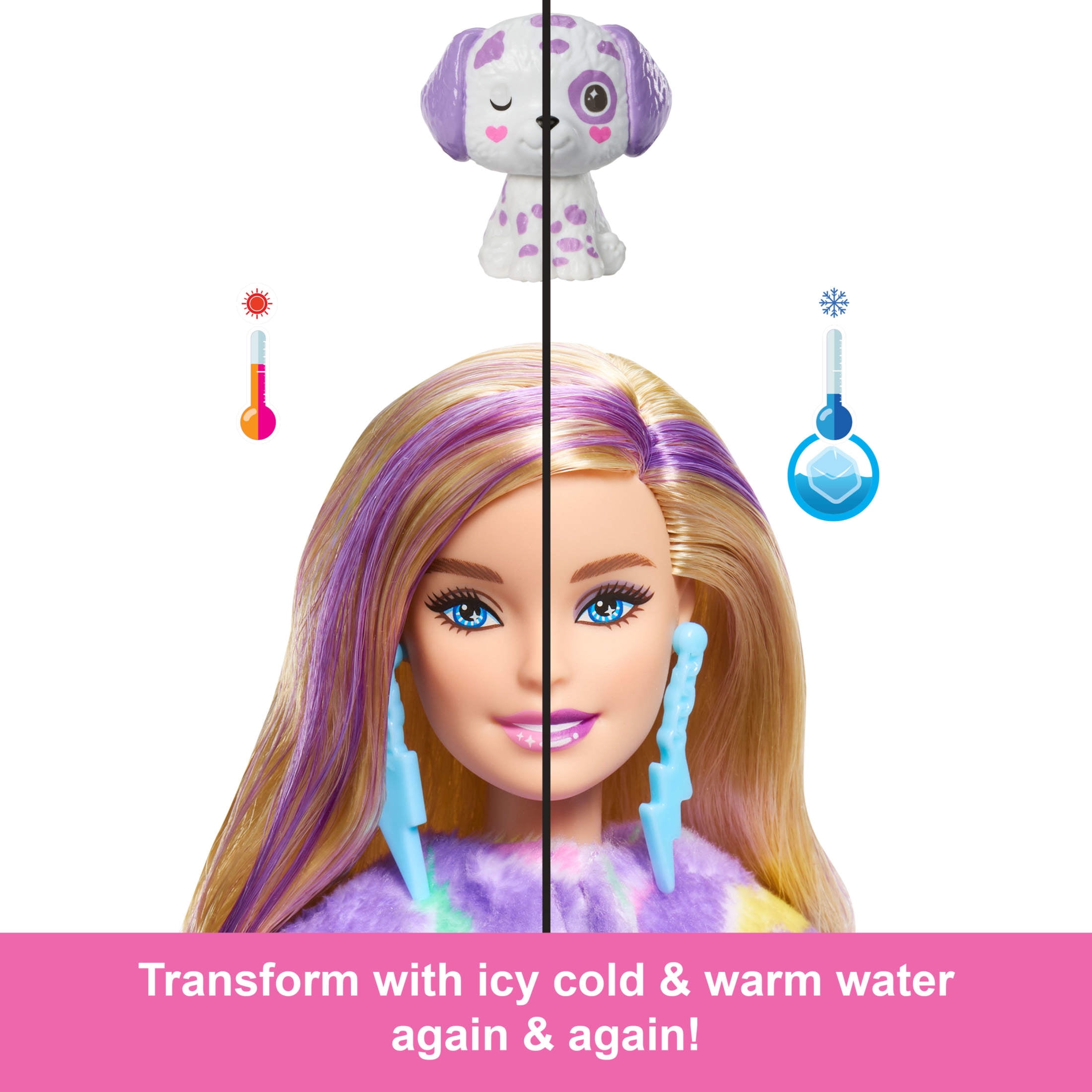 Barbie Cutie Reveal Doll, Dalmatian Costume & Accessories, Color Dream Series with 10 Surprises