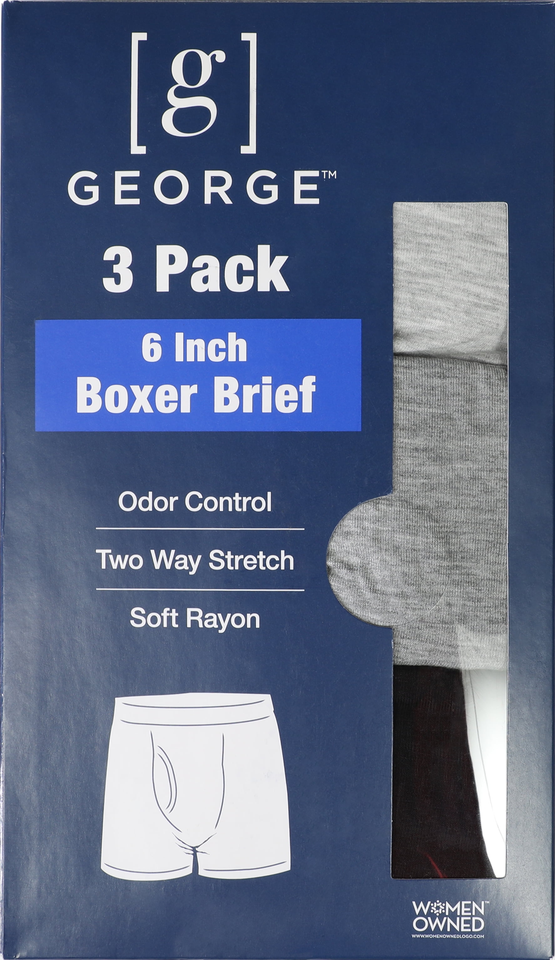 George Men's Soft Touch Rayon Boxer Briefs, 3 Pack