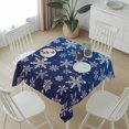thumbnail image 6 of Navy Blue Snowflake Christmas Table Cloth Waterproof Tablecloths, Winter Xmas Snowflakes Tablecloth Dining Table Cover for Kitchen Party Tabletop Outdoor, Square Tablecloth 54x54 Inch, 6 of 9