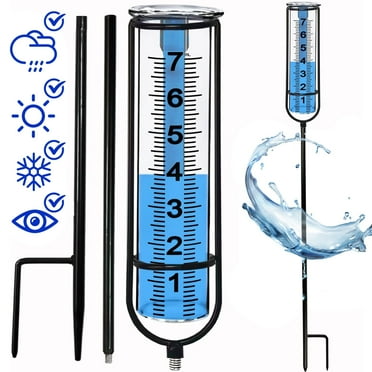 Debonair Rain Gauge 7" Freeze Proof rain Gauge Outdoor Rain gauges for Yard with Stake, Decorative rain Measure Gauge for Garden, Deck, Lawn with Large Numbers, Adjustable Height