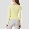 thumbnail image 5 of Stichou Y2k Ballet Pilates Wrap Top for Women Workout Yoga Dance Long Sleeve Wrap Shirt Slim Tie Front Going Out Crop Tops Yellow S, 5 of 6