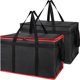 thumbnail image 1 of Paquete de 2 bolsas aisladas de entrega de alimentos para comidas frías y calientes, color negro, bolsa aislante para catering, calentador de pizza grande, 1 of 4