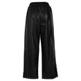 thumbnail image 5 of FRSASU Women's Wide Leg Faux Leather Pants Rivets Pearls Elastic Waist Baggy Trousers with Pockets Black, 5 of 6