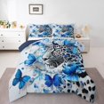 thumbnail image 1 of Ensemble de Couette Imprimé Léopard 2 Pcs pour Garçons Filles Literie Papillon Bleu Taille Simple Décor Guépard Ensembles de Couette Style Ferme Rustique Insert de Couette pour Adolescents Enfants Courtepointe Ferme Western, 1 of 6