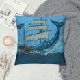 thumbnail image 2 of Autua Whale Ship Ocean Graphic Decorative Cushion Throw Pillow Cover for Home Couch Living Room Bed Sofa, 1PC 20x20in, 2 of 5