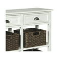 thumbnail image 3 of Benzara Wooden Console Sofa Table with Four Woven Storage Baskets, White and Brown, 3 of 6