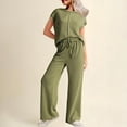 thumbnail image 2 of MSJUHEG Jumpsuits for Women,Jogging Suits for Women Plus Size,Lounge Sets for Women,2 Piece Outfits Sets Cap Sleeve Pullover Tops,Matching Sets Women Clothing,Track Suits for Women Set Army Green L, 2 of 9