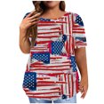 thumbnail image 2 of Fiudx Liquidación de Ahorros de Verano Día de La Independencia Moda Mujeres Manga Corta Floral Impreso Cuello Redondo Sobre Tamaño Tops Verano Camiseta Blusa, 2 of 6