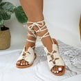 thumbnail image 6 of Viluyesy Womens Gladiator Sandals, Open Toe Solid Color Strappy Summer Fashion Beach Flat Shoes White 7, 6 of 9