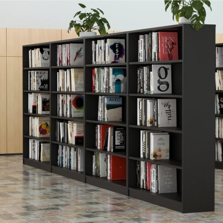 ZHICHUN 60 Inch 5-Tier Grey MDF Bookshelf Modern Freestanding Storage Bookcase for Bedroom Living Room and Office
