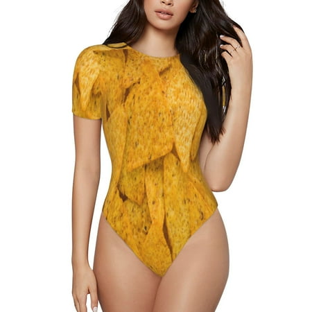 Picia Yellow tortilla Print Womens One Piece Swimsuits Modest Tummy Control Bathing Suits Lace Up Slimming Swim Suit-XX-Large