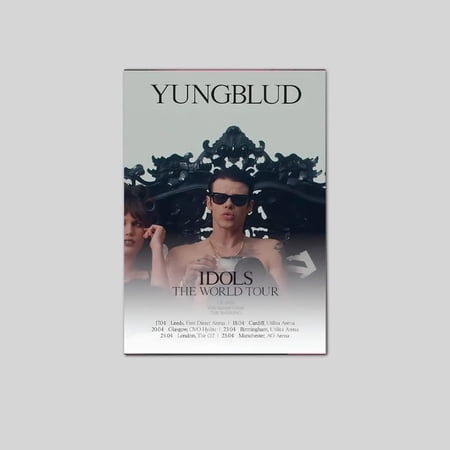 Yungblud Idols Tour 2026 Poster Dates Concert Gig Wall Art Poster Size 24''x36'' Googate