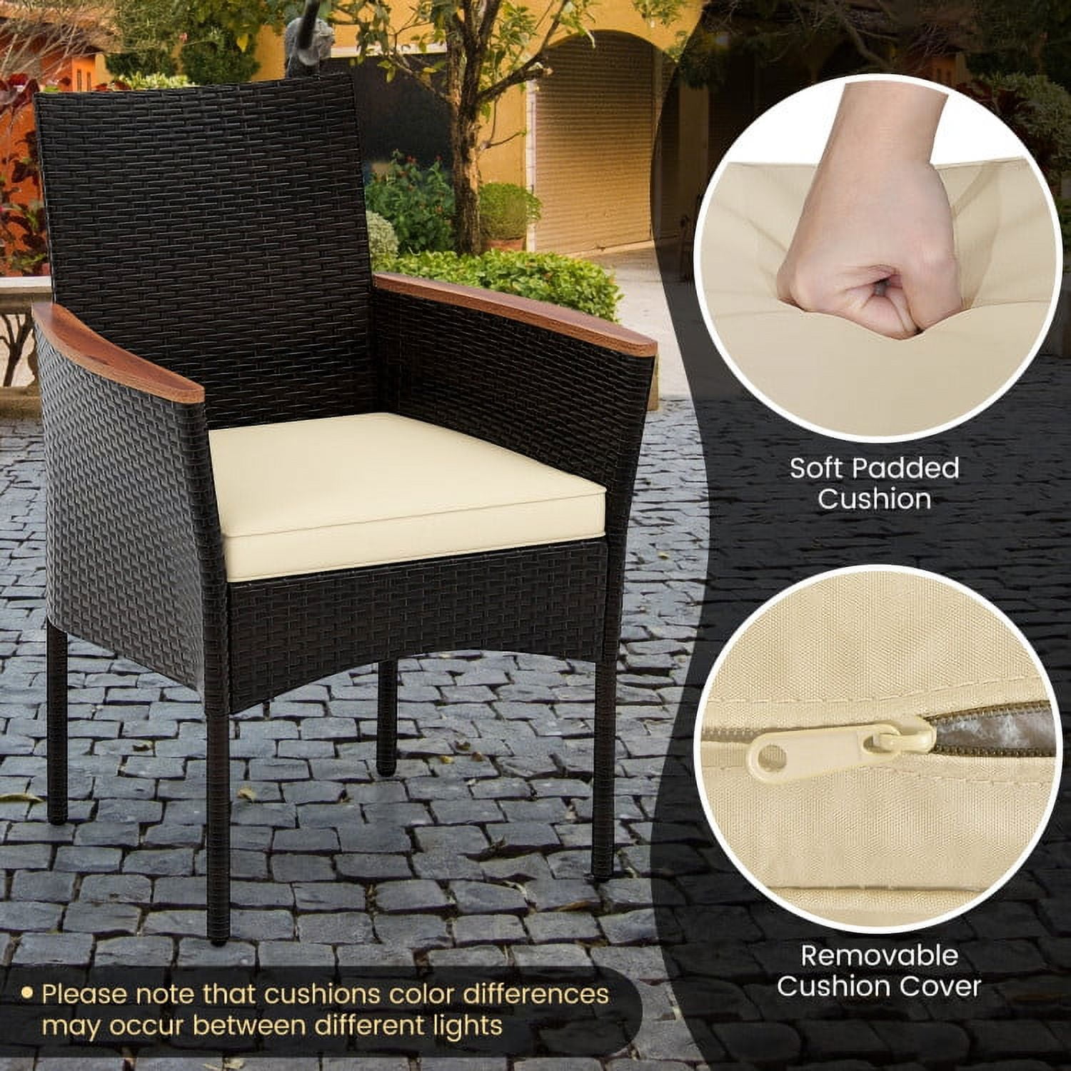 Aimee Lii 7 Pieces Rattan Patio Dining Set with Stackable Chairs and Umbrella Hole, Outdoor Patio Furniture Aimee Lii 7 Pieces Rattan Patio Dining Set with Stackable Chairs and Umbrella Hole, Outdoor Patio Furniture