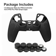Silicone Cover Skin Case for Sony PS5 Controller, EEEkit Wireless Controller Protector Case Anti-slip Grips Case Compatible for PlayStation5, Controller Skin for PS5 with 10 Thumb Grip(Black)
