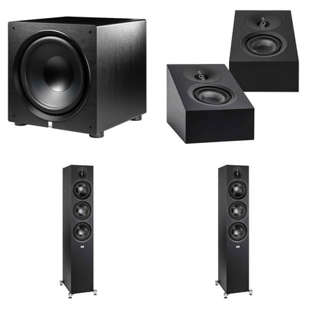 Elac DF63-BK - Debut 3.0 6.5" Floor Speaker - Black (Pair), ELAC DA43-BK Debut 3.0 - DA43-BK Atmos / On Wall speaker, Elac PS500 Subwoofer