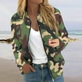 thumbnail image 2 of GXIPO Camo Jacket for Women, Women's Winter Bomber Jacket Long Sleeve Stand Collar Zipper Outwear with Pockets Mint Green L, 2 of 5