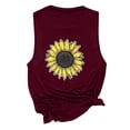 thumbnail image 3 of GNFQXSS Womens V Neck Tank Top Sunflower Print Sleeveless Top Casual Soft Breathable Daily Vacation Top Red S, 3 of 3