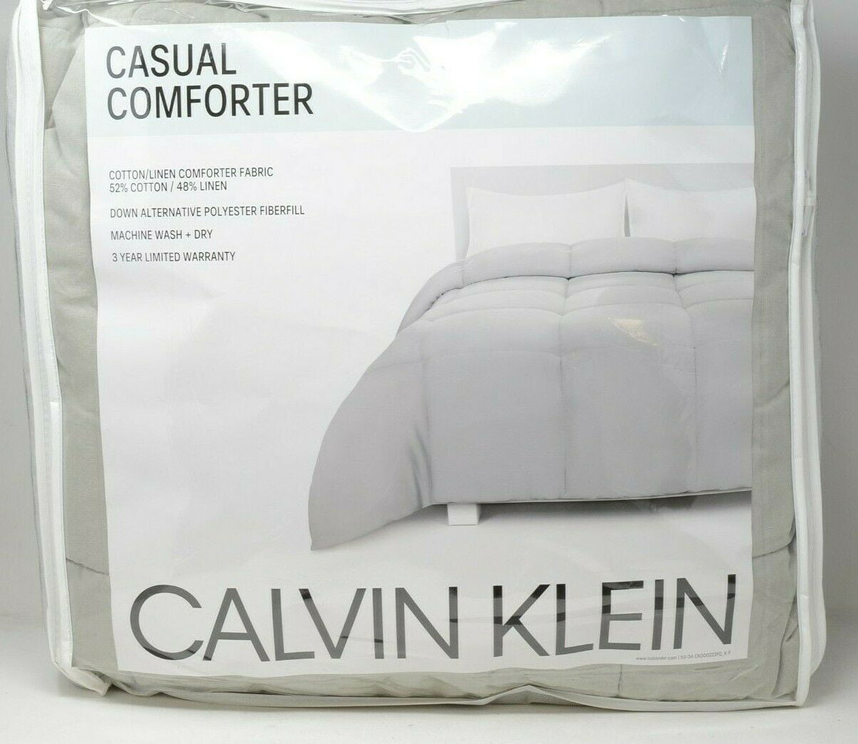 Calvin Klein Cotton & Linen Soft Gray Casual Comforter Blanket, Queen/Full  Size 