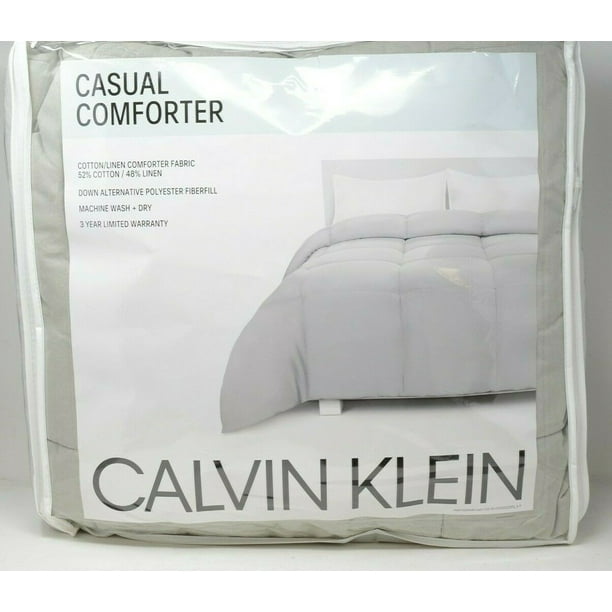 Calvin Klein Cotton & Linen Soft Gray Casual Comforter Blanket, Queen/Full  Size 