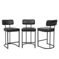 thumbnail image 2 of ClinQ Modern Bar Stools Set of 3, Upholstered Counter Height Bar Chairs with Sturdy Metal Frame and Backrest for Kitchen Island, Black, 2 of 8
