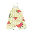 thumbnail image 5 of Odeerbi 5-13 Years Kids Girls Summer Jumpsuit Plaid Watermelon Print Camisole Romper Breathable Comfortable Suspender Overalls Bib Overall Shorts with Pockets, 5 of 5