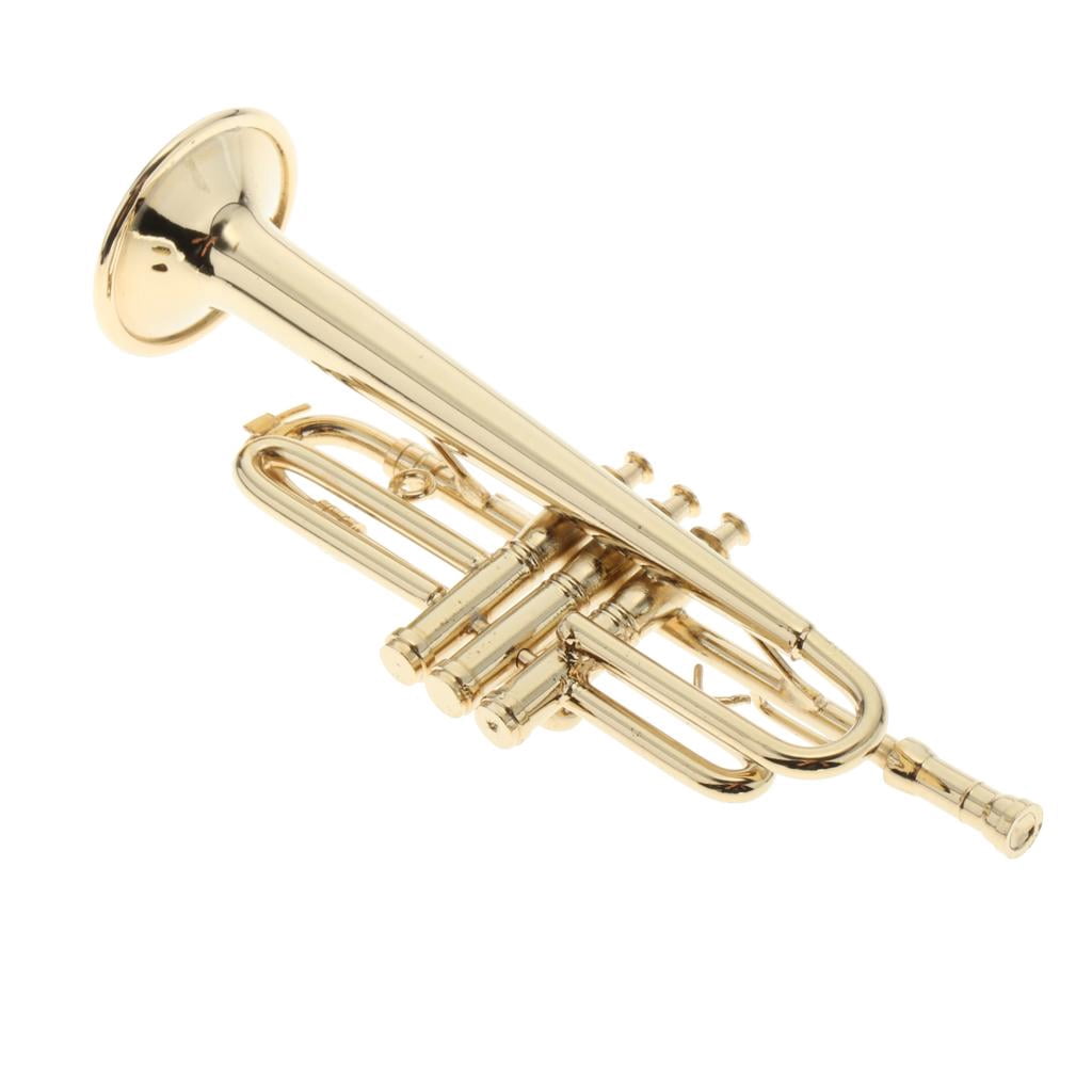 Mini Golden Trumpet, 1:6 Musical Instrument Model - Stunning Details, for Hot