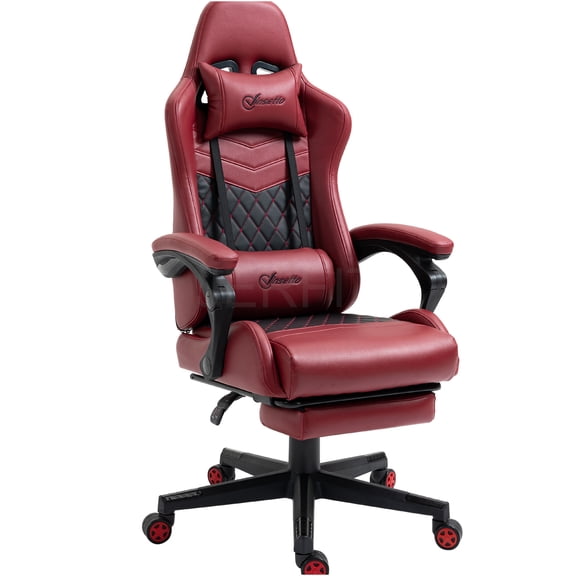JERFIT Red Racing Gaming Chair, High-Back Recliner with Footrest and Lumbar Support