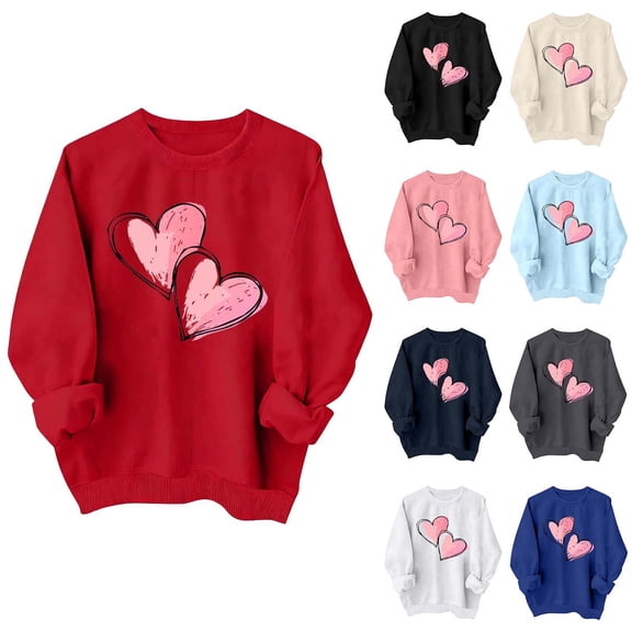 GaThRRgYP Hoodies for Women Long Sleeve,Women's Winter Day Fashion Printed Round Neck Long Sleeved Hoodie without Hat Blue S