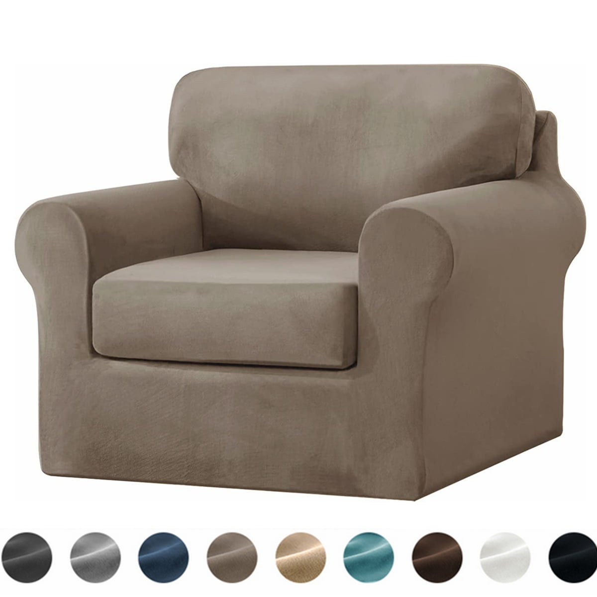 Stretch Velvet Sofa Cover Tshaped, Couch Slipcover with Elastic