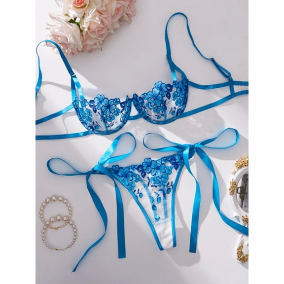 Blue Bralette Women’s Sexy Intimates Romantic Lingerie