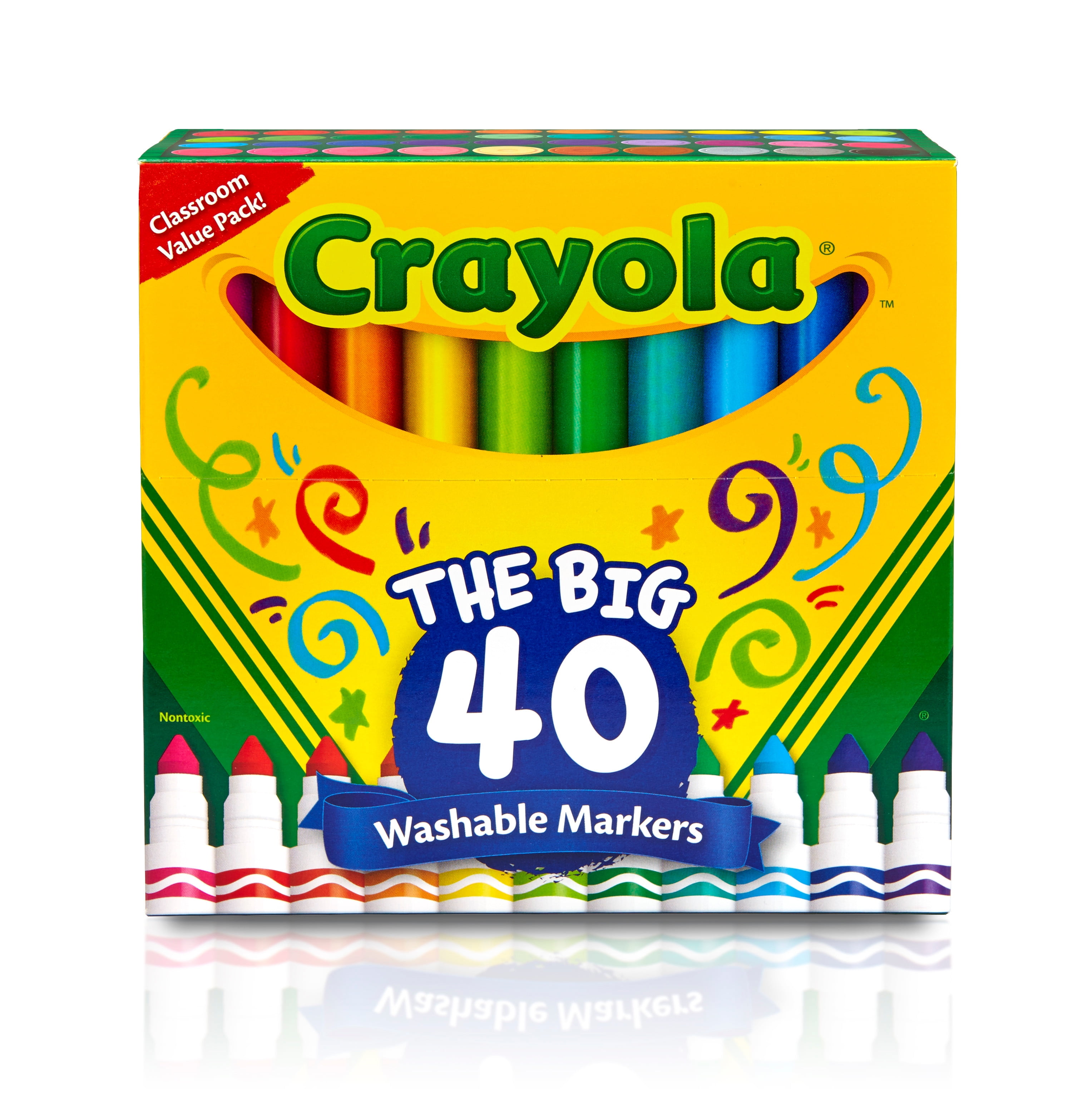 Crayola 40CT Classic Broad Line Washable Markers, Bulk Case of 6 Boxes, 240 Pieces, School Supplies