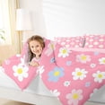 thumbnail image 4 of Feelyou Vibrant Flower Full Size Comforter Sets for Kids, Kawaii Cherry Blossoms Bedding Comforter Set, Cartoon Groovy Floral Reversible Bedding Sets, Breathable Home Decor, 3-Piece, 4 of 8