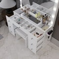 thumbnail image 5 of Ember Interiors Ibbie White Makeup Vanity Set with Lighted Mirror, USB Charging Ports, and Stool, 5 of 11