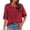 Red, variant on QURATI Women's Linen Tops Shirts Summer Embroidered Blouses | 3/4 Length Sleeve Womens Tops, Dressy Casual Tunic, Solid Color Loose Fit Outfits, Vacation Fashion Clothes