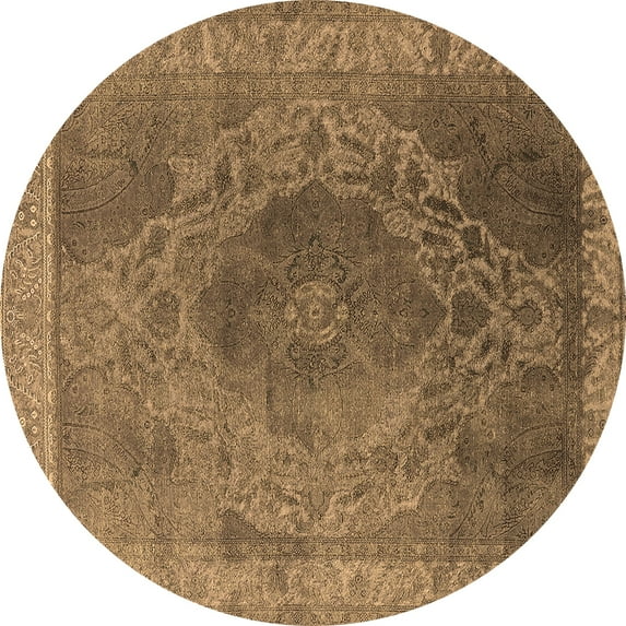 Ahgly Company Indoor Round Oriental Brown Industrial Area Rugs, 3' Round