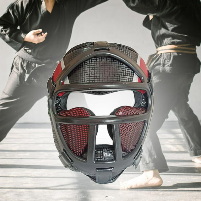 Casco de boxeo, casco de Karate, gorro protector de seguridad para la cabeza, protector para entrenamiento Rojo