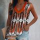 thumbnail image 2 of Blusa sin mangas con cuello en V para mujer de moda Camiseta con estampado retro étnico Tops sueltos Fridja qr5226, 2 of 8