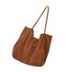 thumbnail image 4 of Bolso de pana retro de color liso, de gran capacidad, estilo literario, sencillo, informal, para compras (marrón), 4 of 8