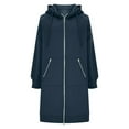 thumbnail image 3 of vigerkar Women's Zip Up Hoodies Long Tunic Sweatshirts Oversized Casual Long Sleeve Fall Hoodie Jacket Coat with Zipper Pocket (Navy, XXL), 3 of 4