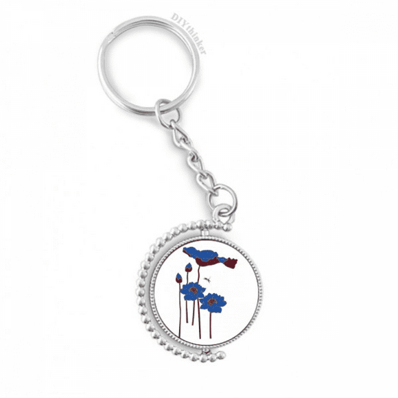 blue lotus lotus flower dragonfly rotatable keyholder disc accessories chain clip