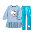 thumbnail image 3 of Hello Kitty niños niñas dibujos animados Otoño e Invierno manga larga falda plisada de terciopelo dorado vestido + conjunto de pantalones cálidos casuales, 3 of 5