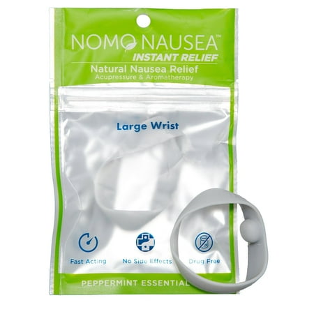 NoMo Nausea Instant Relief Large Gray Aromatherapy Anti-Nausea Bands with Acupressure