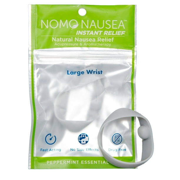 NoMo Nausea Instant Relief Large Gray Aromatherapy Anti-Nausea Bands