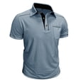 thumbnail image 7 of IWRICH Men's Polo Shirts Short Sleeve T Shirt Lightweight Casual Button up Shirts Summer Collared Tops with Pocket Dark Blue L, 7 of 7