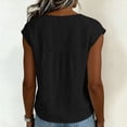 thumbnail image 5 of YUGYXL Cap Sleeve Tops for Women Lace Patchwork Boho Ruched Summer Western Linen Tops Casual Loose Crew Neck T Shirts Black Tops L, 5 of 8