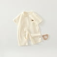 thumbnail image 3 of Gelikeya Bamboo Toddler Baby Pajamas Baby Boys Girls Clothes Unisex Summer Printed Short Sleeve Jumpsuit Bodysuit (White, 2-5 Months), 3 of 3