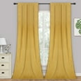 thumbnail image 1 of Haperlare Velvet Living Room Curtain 108 inches Length Pom Pom Soft Luxury Room Darkening Velvet Drapes Elegant Window Covering for Bedroom, Yellow, 2 Panels, 1 of 8