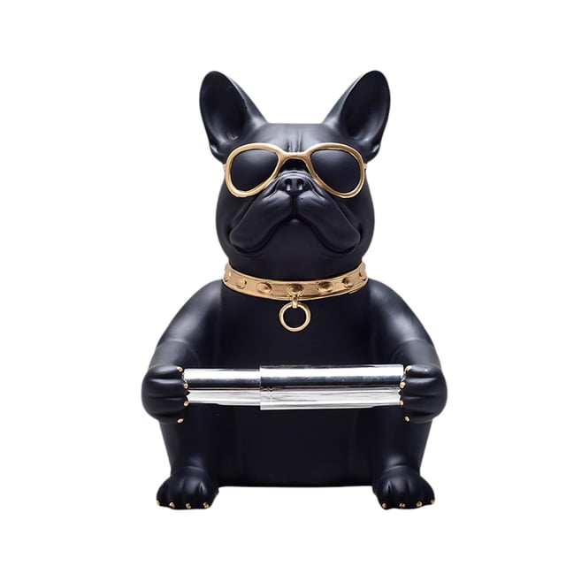 Portarrollos de papel higiénico con forma de perro, dispensador creativo de rollos de papel de seda decorativo. Negro