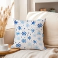 thumbnail image 3 of Ethan Taylor Landscape and Nature Throw Pillow Soft Cushion Cover 'Blue Snowflakes Snow' Modern Pattern Decorative Square Accent Pillow Case, 16x16 Inches, Blue, White, 3 of 5